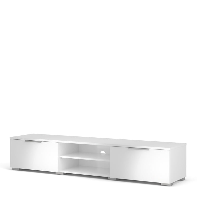 Match TV Unit 2 Drawers 2 Shelf in White High Gloss — detail view
