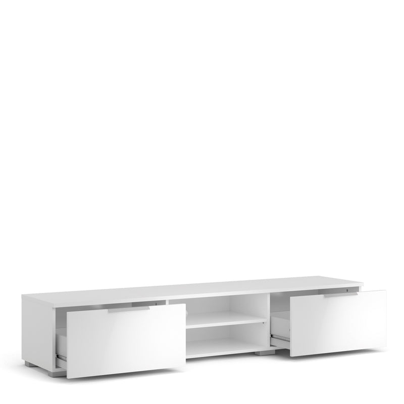 Match TV Unit 2 Drawers 2 Shelf in White High Gloss — alternative angle
