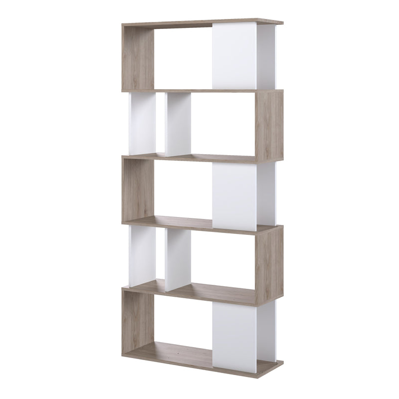Maze Open Bookcase 4 Shelves in Jackson Hickory Oak and White — detail view
