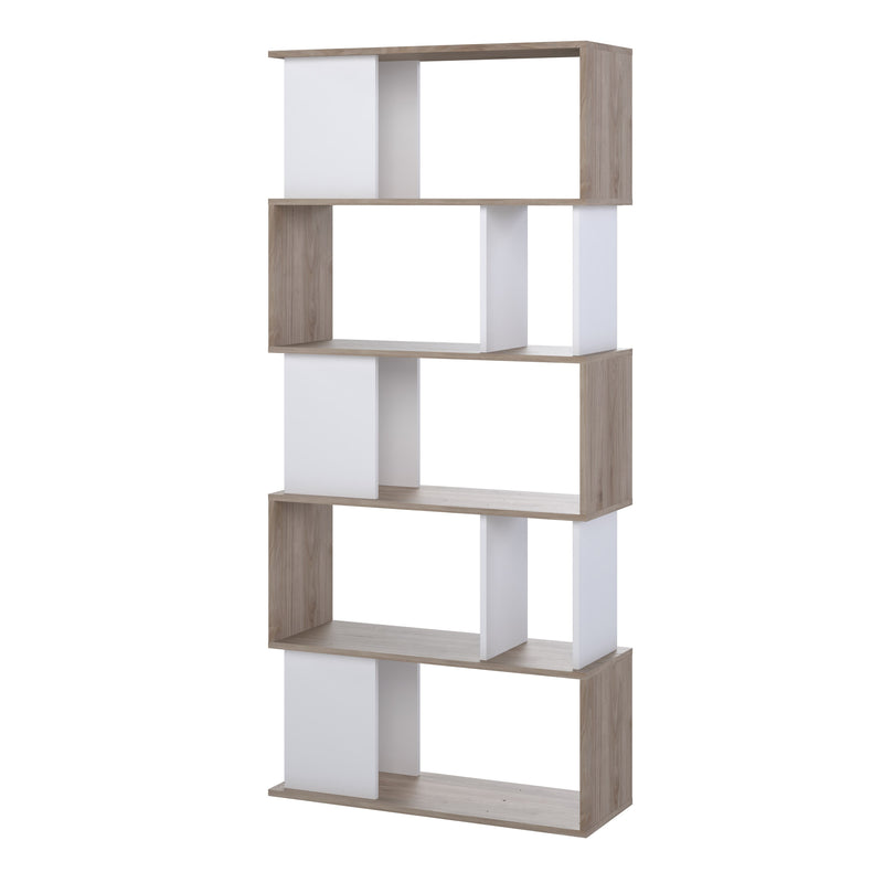 Maze Open Bookcase 4 Shelves in Jackson Hickory Oak and White — alternative angle