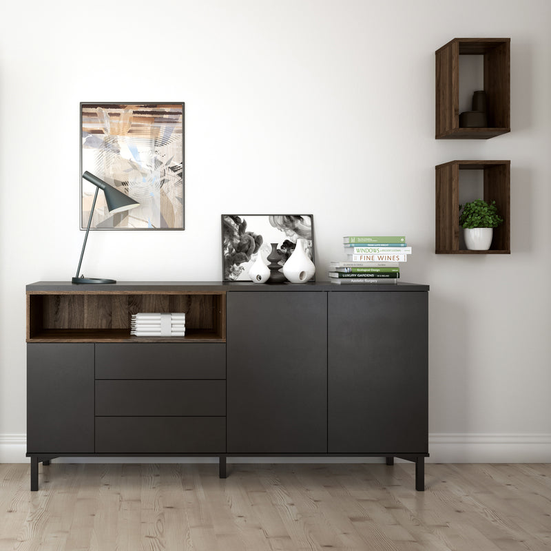 Roomers Wall Shelf Unit in Walnut — detail view