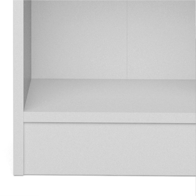 Basic Low Narrow Display Cabinet in White (2 Shelves) with Glass Oak Door — room setting
