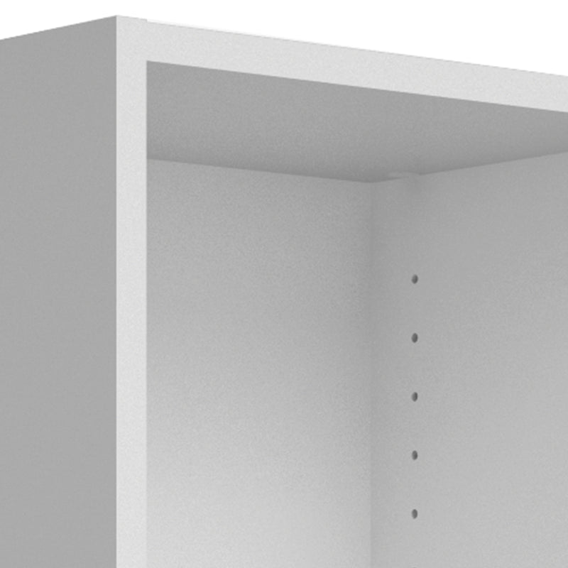 Basic Low Narrow Storage Cabinet in White (2 Shelves) with White Door — lifestyle setting