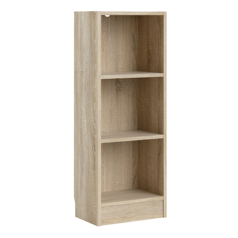 Basic Low Narrow Bookcase (2 Shelves) in Oak — front view