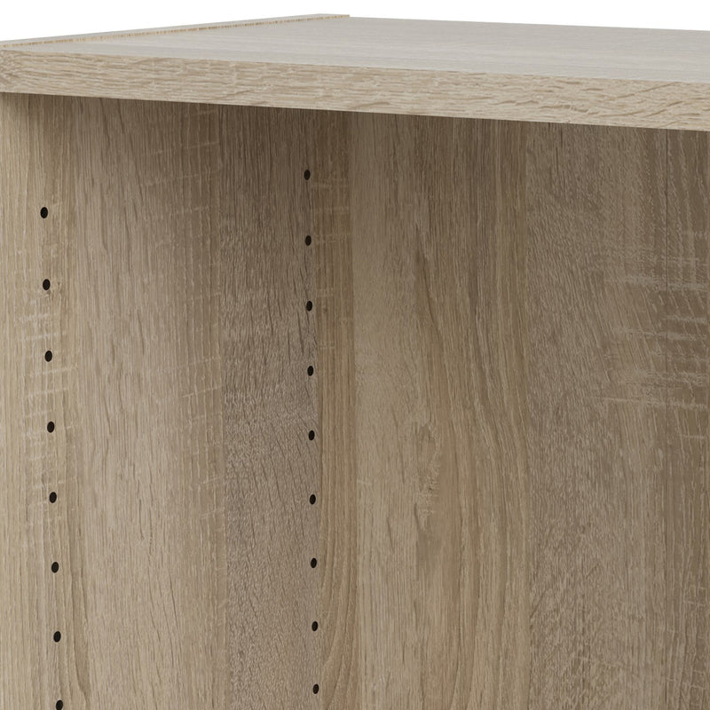 Basic Low Narrow Display Cabinet in Oak (2 Shelves) with Glass  Oak Door — lifestyle setting