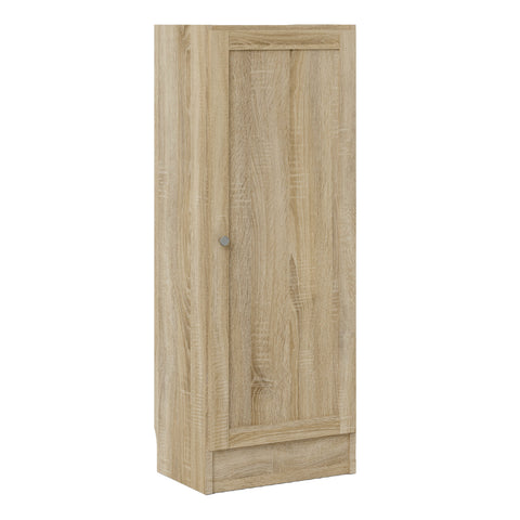 Basic Low Narrow Storage Cabinet in Oak (2 Shelves) with Oak Door — front view