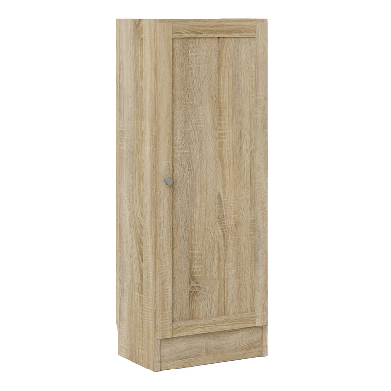 Basic Low Narrow Storage Cabinet in Oak (2 Shelves) with Oak Door — front view