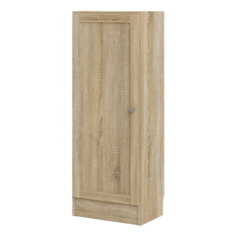 Basic Low Narrow Storage Cabinet in Oak (2 Shelves) with Oak Door — side angle