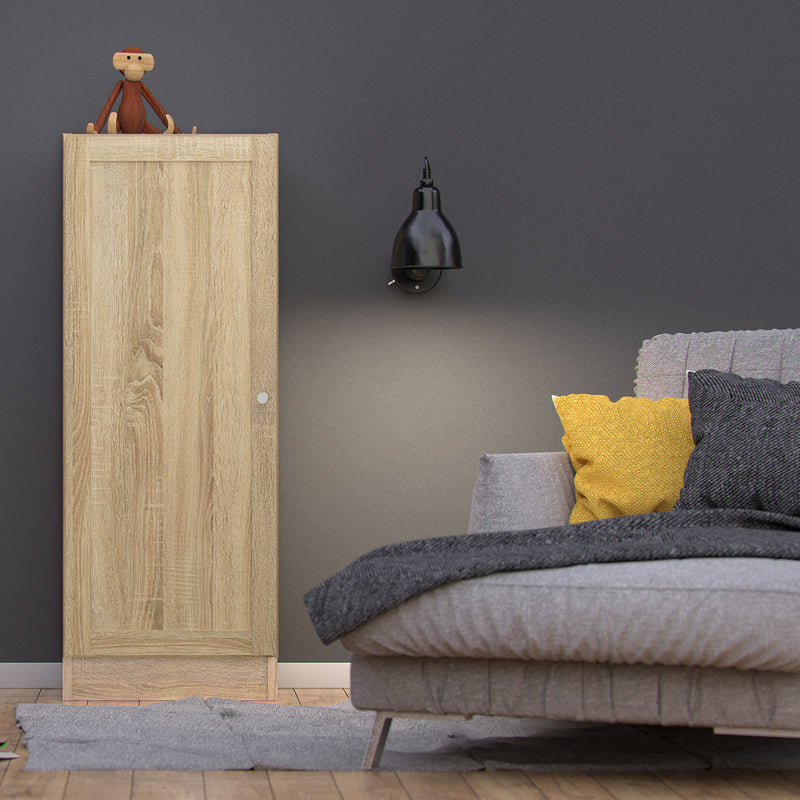 Basic Low Narrow Storage Cabinet in Oak (2 Shelves) with Oak Door — view 3l