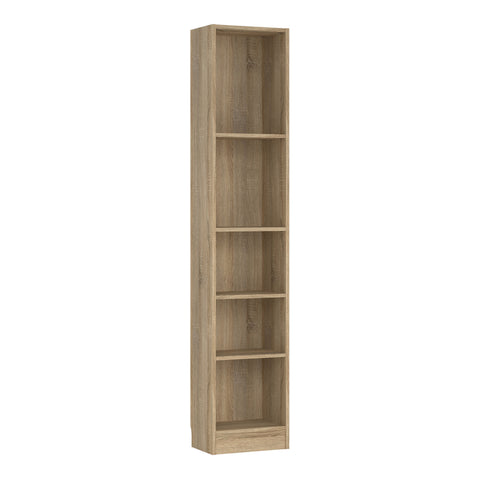 Basic Tall Narrow Bookcase (4 Shelves) in Oak — front view