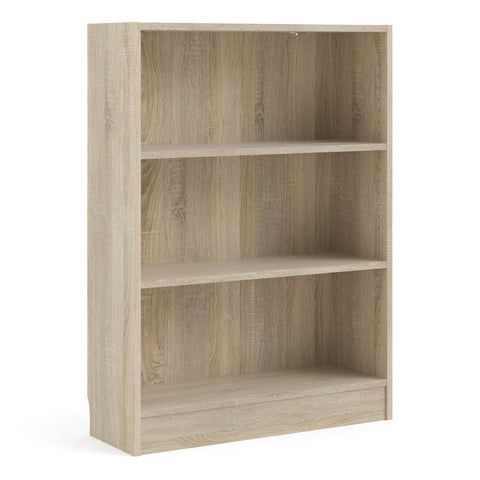 Basic Low Wide Bookcase (2 Shelves) in Oak — front view