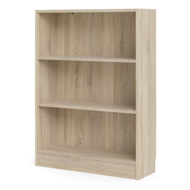 Basic Low Wide Bookcase (2 Shelves) in Oak — detail view