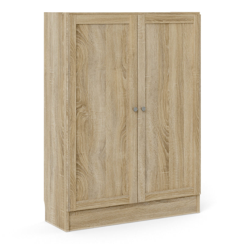 Basic Low Wide Storage Cabinet in Oak (2 Shelves) with 2 Oak Doos — front view