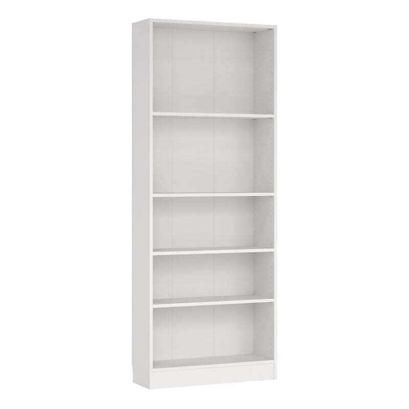 Basic Tall Wide Bookcase (4 Shelves) in White — front view