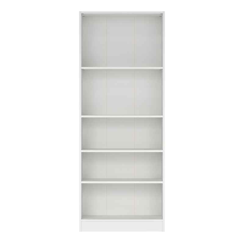 Basic Tall Wide Bookcase (4 Shelves) in White — side angle