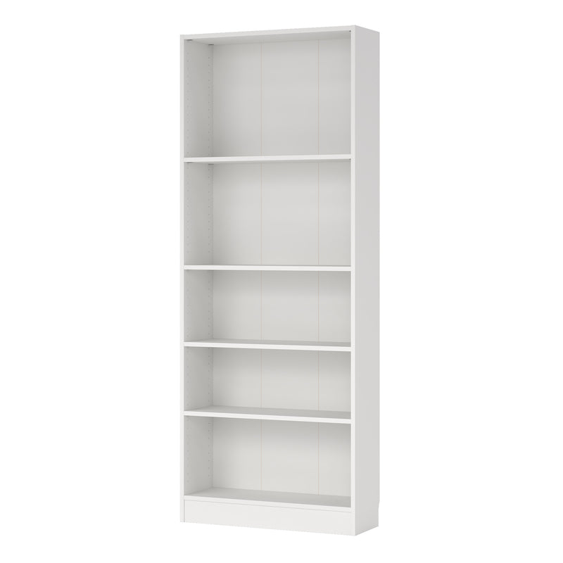 Basic Tall Wide Bookcase (4 Shelves) in White — detail view
