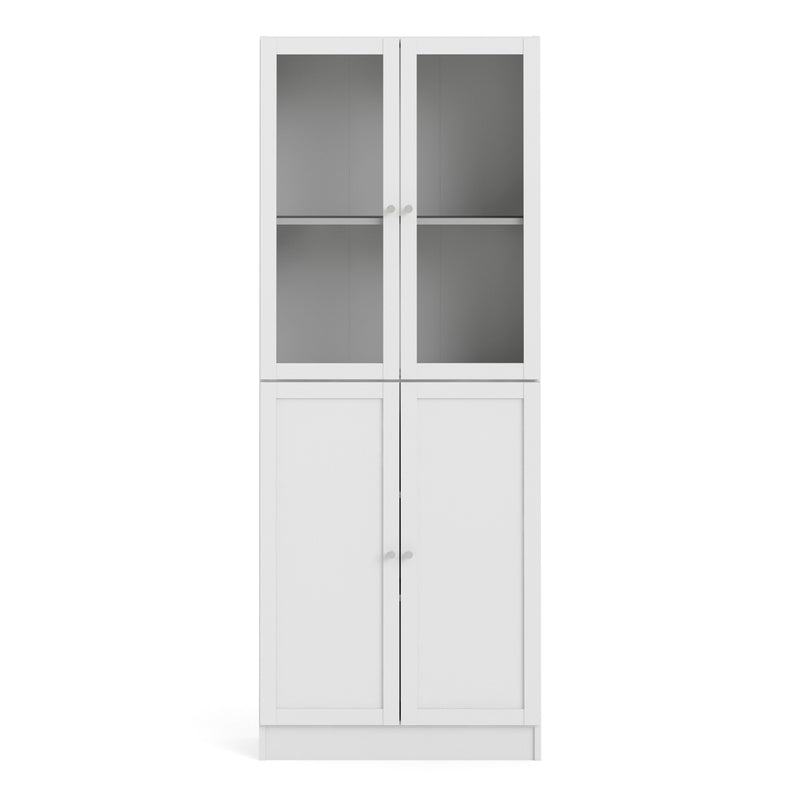 Basic Tall Wide (4 Shelves) 4 Door Combination Unit in White — side angle