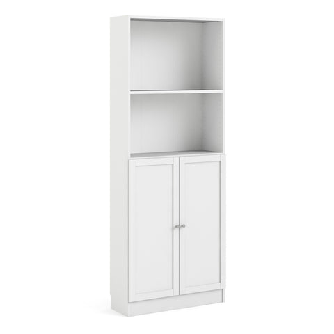 Basic Tall Wide Combination Storage in White (4 Shelves) with 2 White Doors — front view