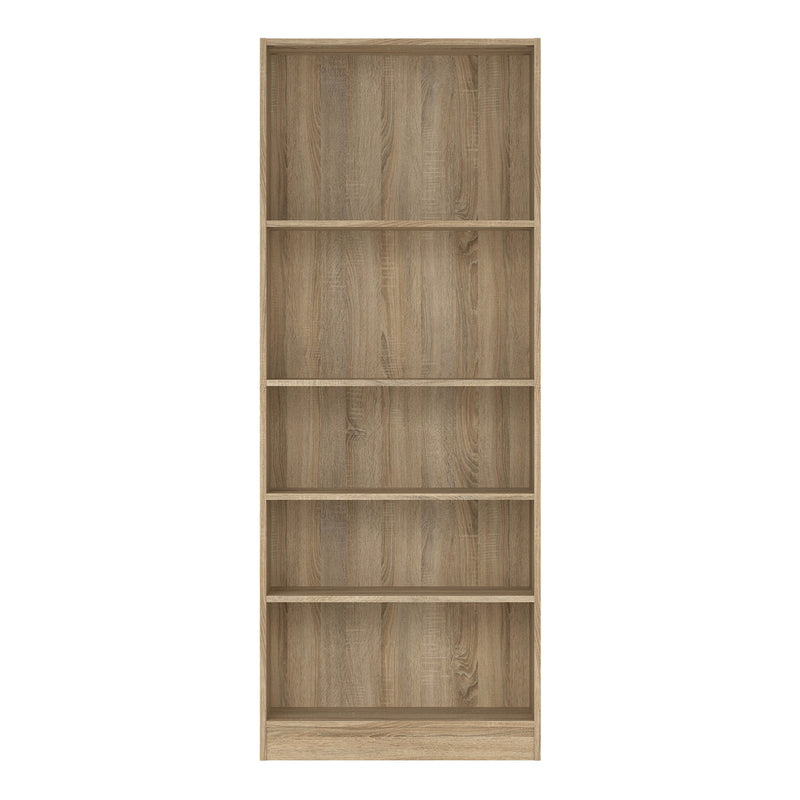 Basic Tall Wide Bookcase (4 Shelves) in Oak — side angle