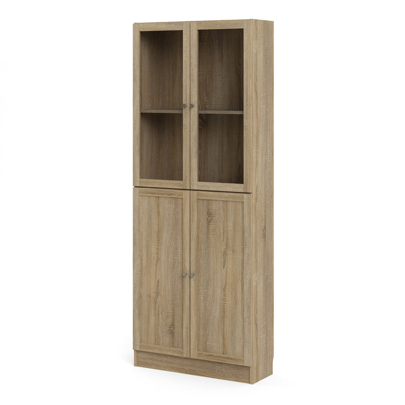 Basic Tall Wide (4 Shelves) 4 Door Combination Unit in Oak — side angle