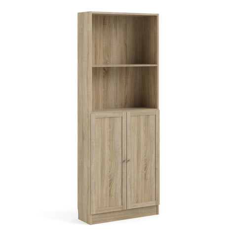 Basic Tall Wide Combination Storage in Oak (4 Shelves) with 2 Oak Doors — front view