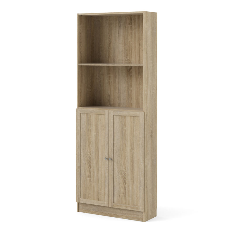 Basic Tall Wide Combination Storage in Oak (4 Shelves) with 2 Oak Doors — detail view