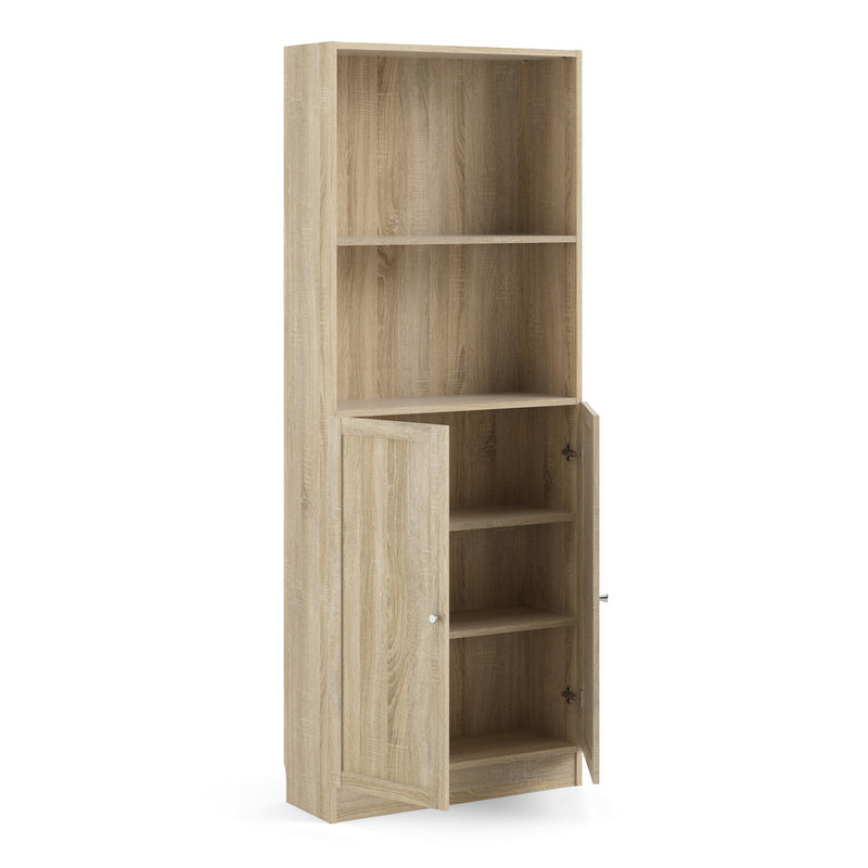 Basic Tall Wide Combination Storage in Oak (4 Shelves) with 2 Oak Doors — alternative angle
