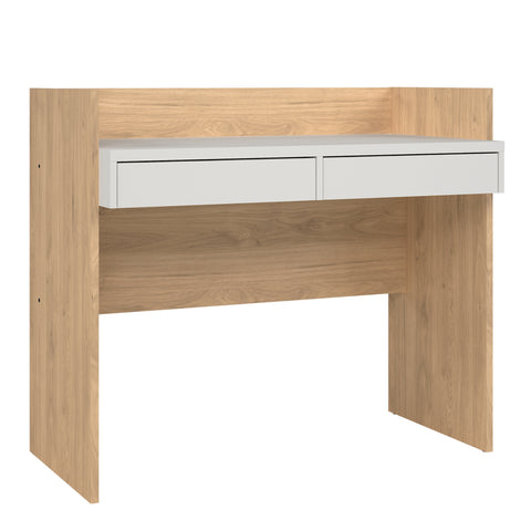 Function Plus Desk 2 Drawers In Jackson Hickory and White — front view