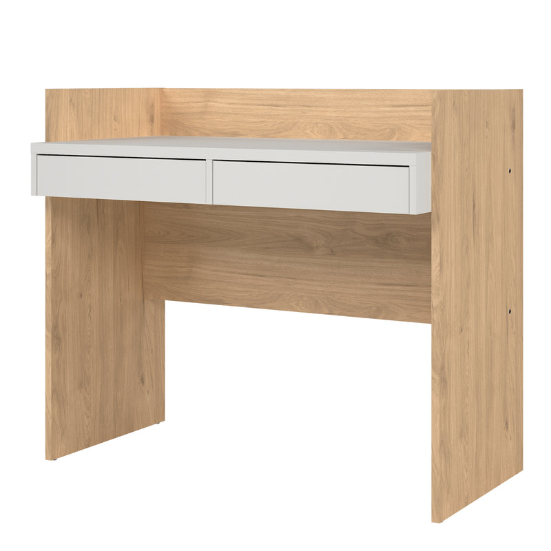 Function Plus Desk 2 Drawers In Jackson Hickory and White — detail view
