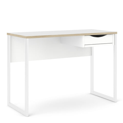 Function Plus Desk 1 Drawer in White with Oak Trim — front view