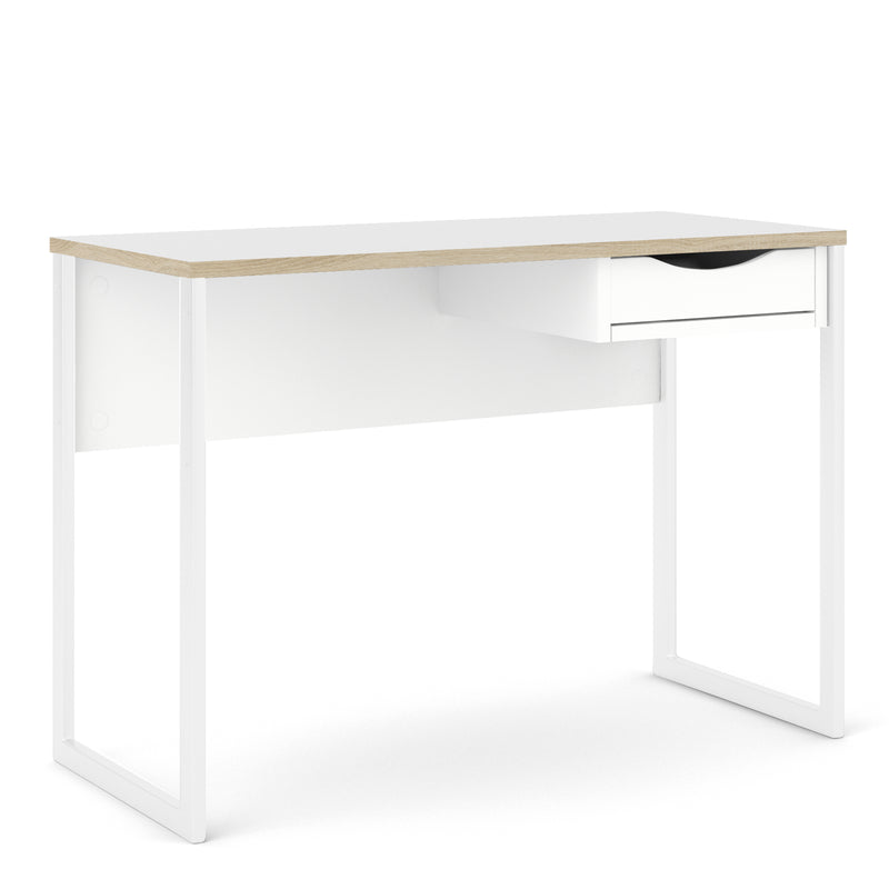 Function Plus Desk 1 Drawer in White with Oak Trim — front view