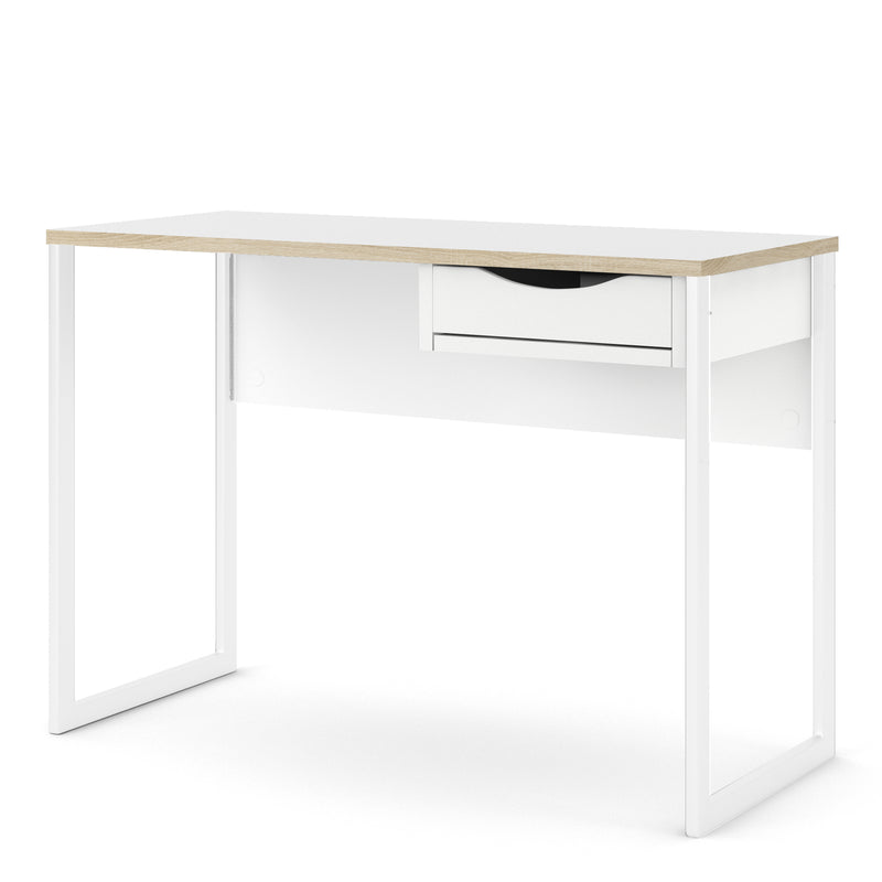 Function Plus Desk 1 Drawer in White with Oak Trim — detail view