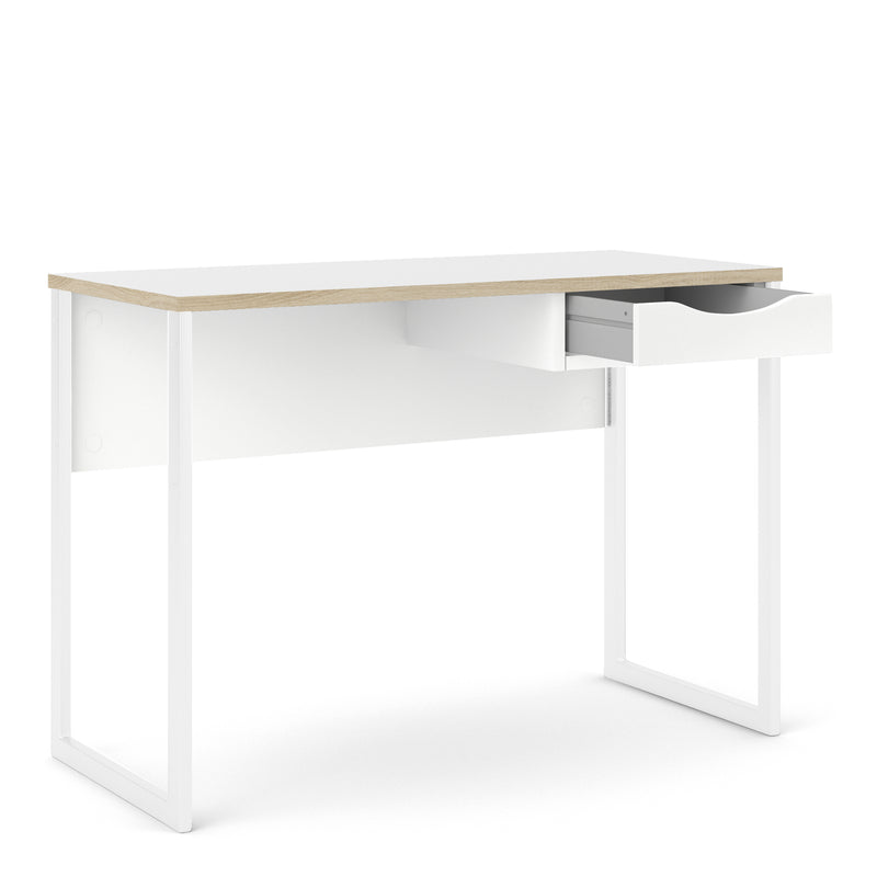 Function Plus Desk 1 Drawer in White with Oak Trim — alternative angle
