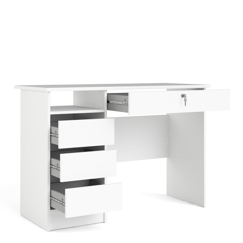 Function Plus 4 Drawer Desk Handleless Drawer in White — detail view