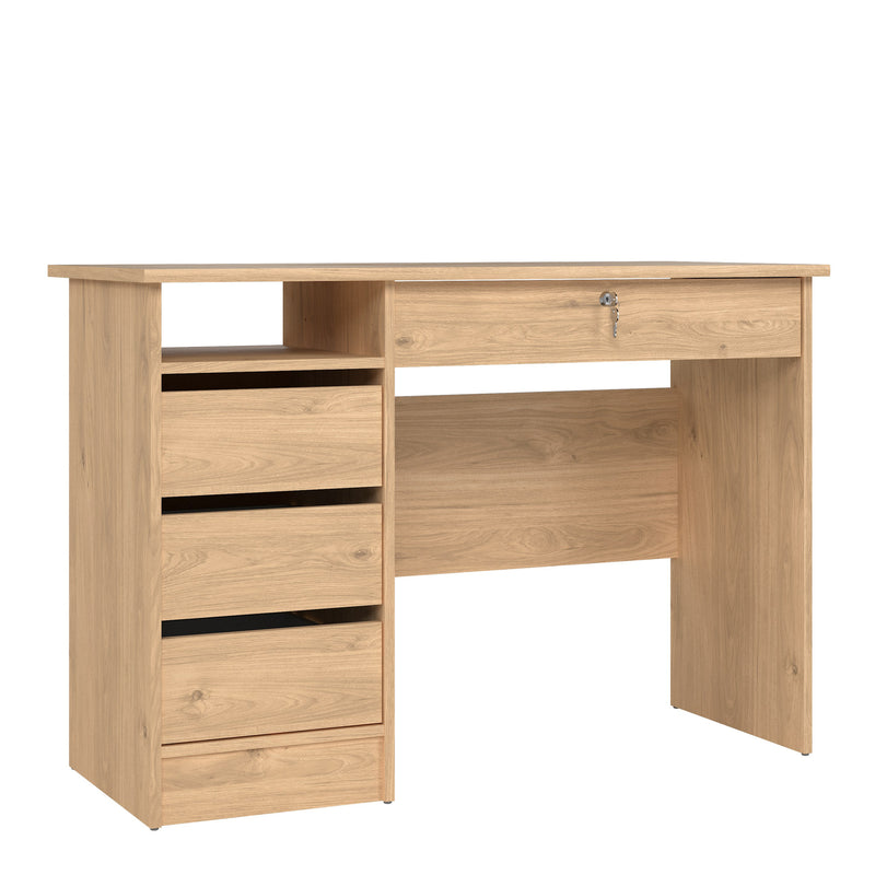 Function Plus 4 Drawer Desk Handleless Drawer in Jackson Hickory Oak — front view