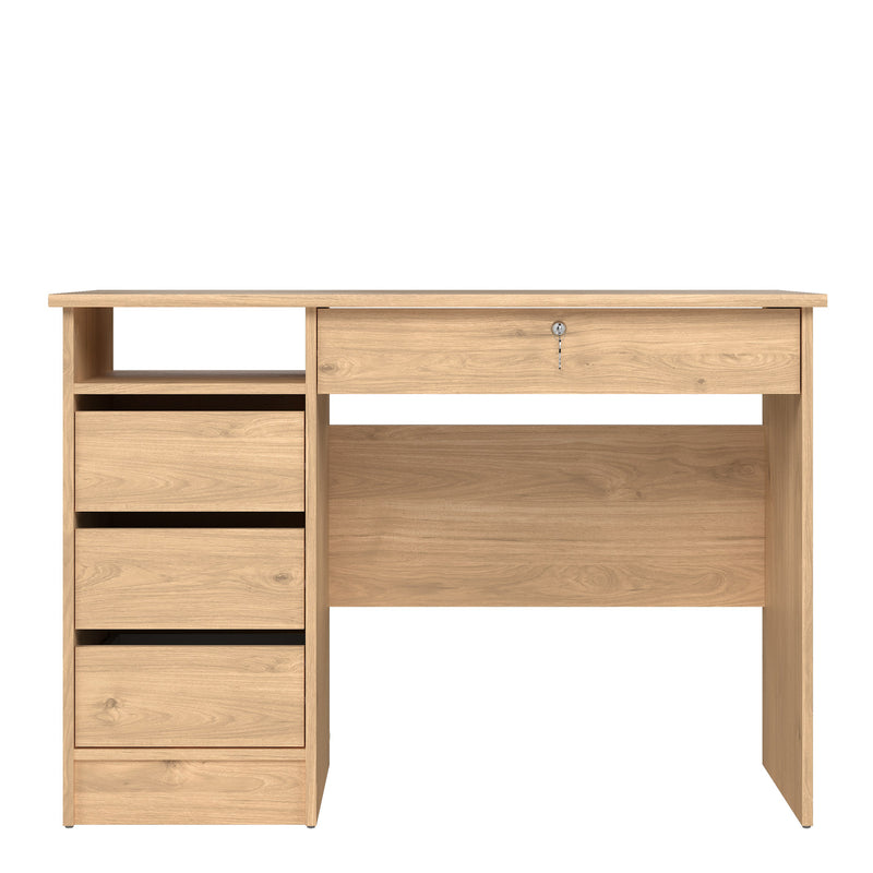 Function Plus 4 Drawer Desk Handleless Drawer in Jackson Hickory Oak — side angle
