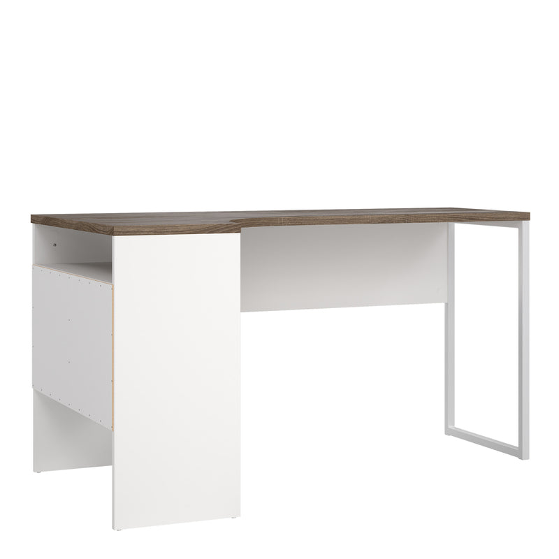 Function Plus Corner Desk 2 Drawers in White and Truffle Oak — detail view