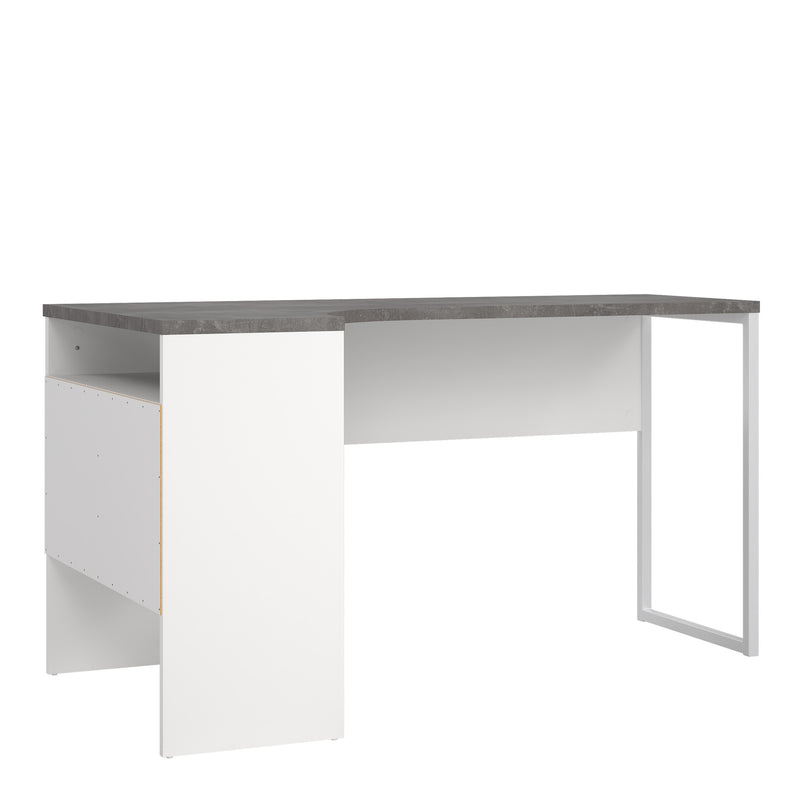 Function Plus Corner Desk 2 Drawers in White and Grey — detail view