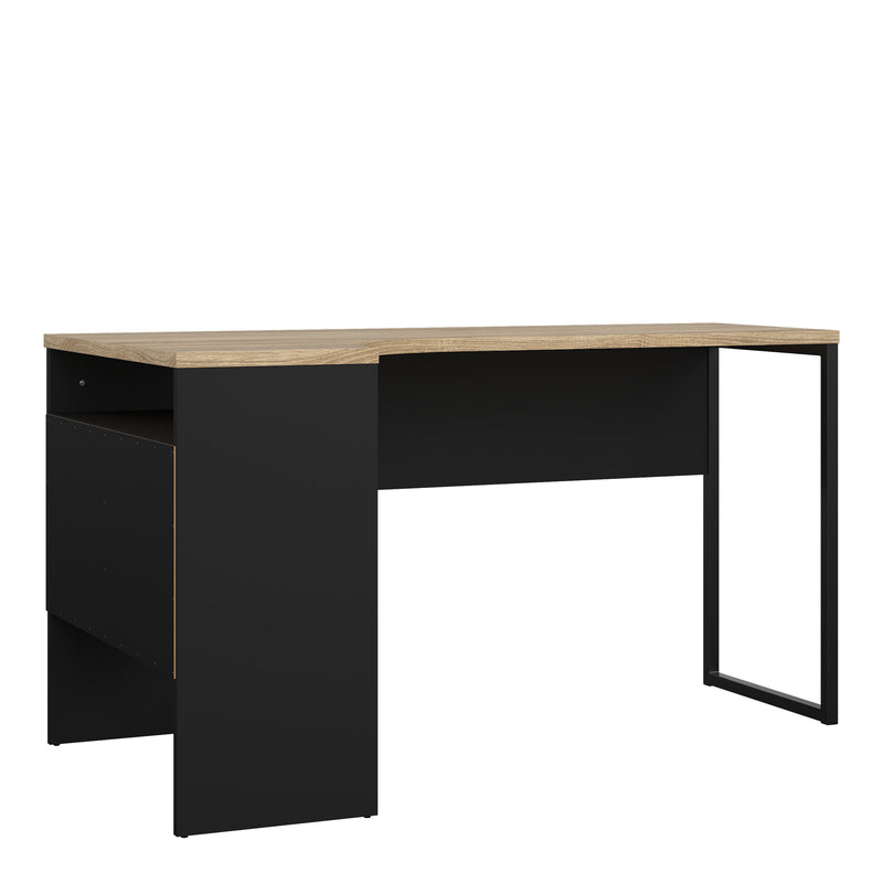 Function Plus Corner Desk 2 Drawers in Black Matt and Oak — detail view