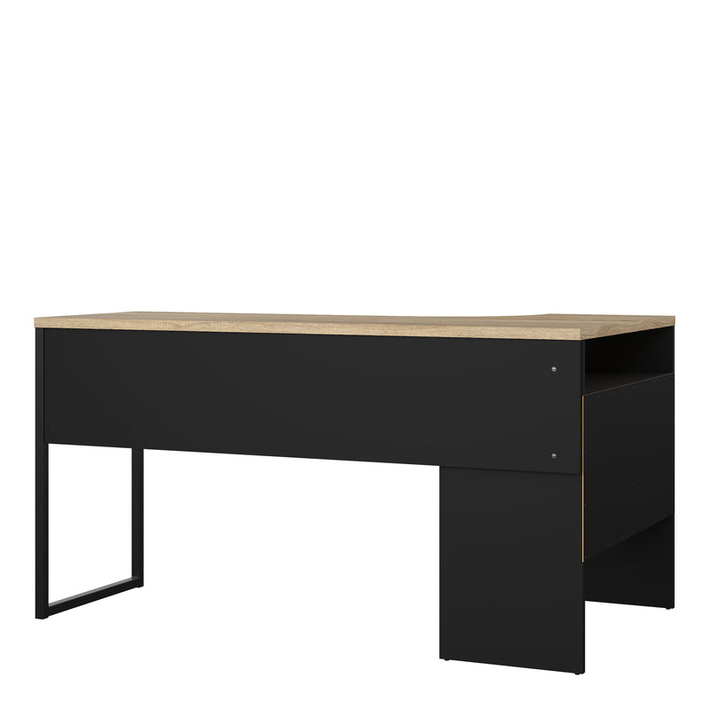Function Plus Corner Desk 2 Drawers in Black Matt and Oak — alternative angle