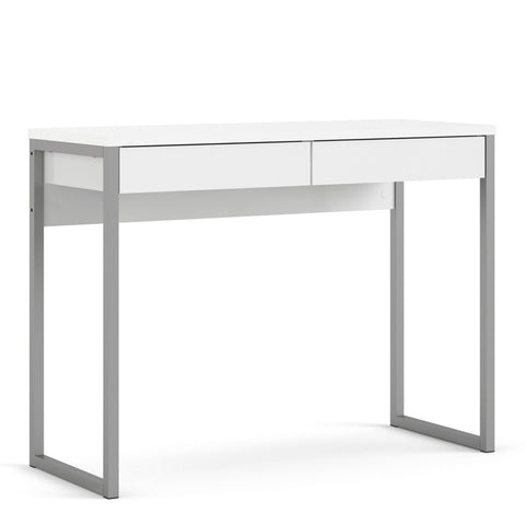 Function Plus Desk 2 Drawers in White High Gloss — front view
