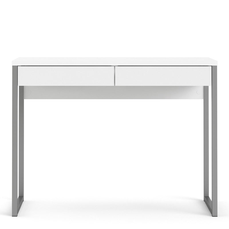 Function Plus Desk 2 Drawers in White High Gloss — side angle