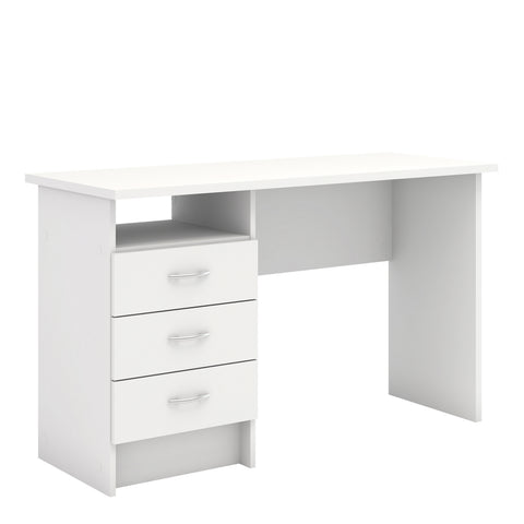 Function Plus Desk 3 Drawers in White — front view