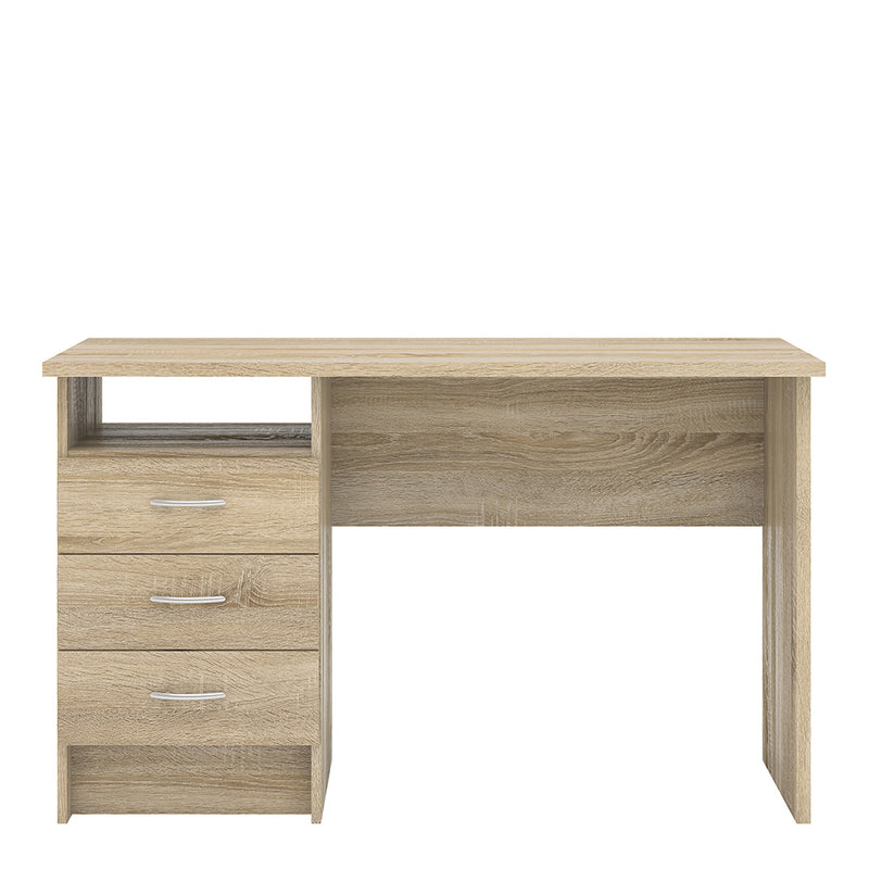 Function Plus Desk 3 Drawers in Oak — side angle