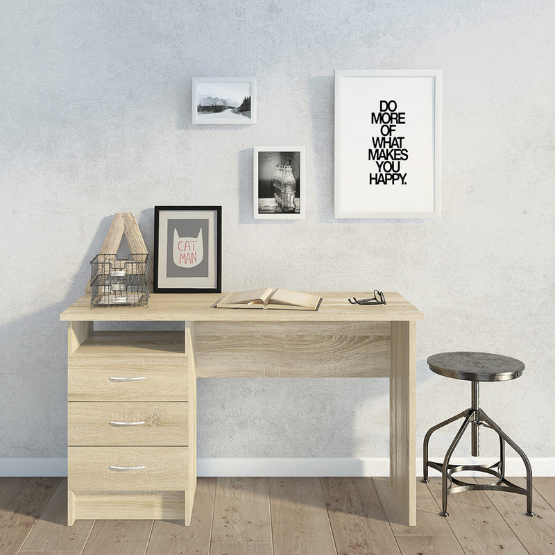 Function Plus Desk 3 Drawers in Oak — alternative angle