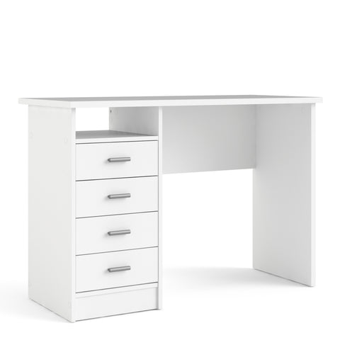 Function Plus 4 Drawer Desk in White — front view
