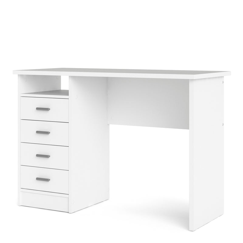Function Plus 4 Drawer Desk in White — detail view