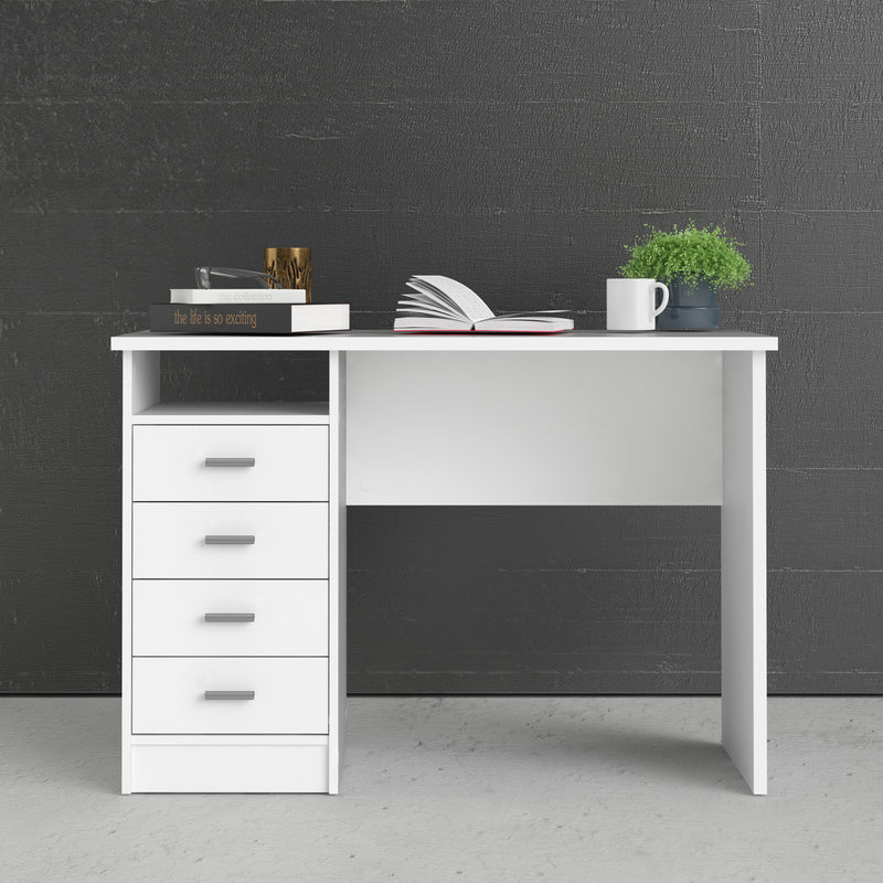 Function Plus 4 Drawer Desk in White — alternative angle