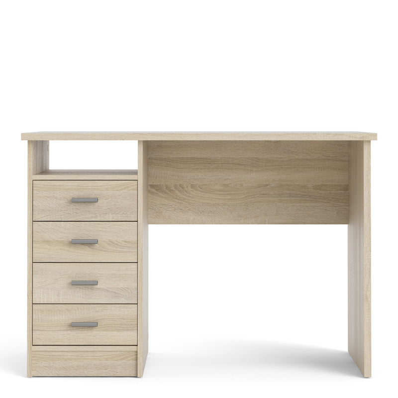 Function Plus 4 Drawer Desk in Oak — side angle