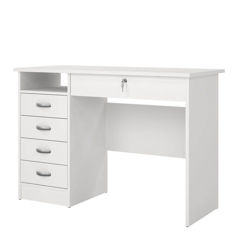Function Plus Desk 5 Drawers in White — detail view